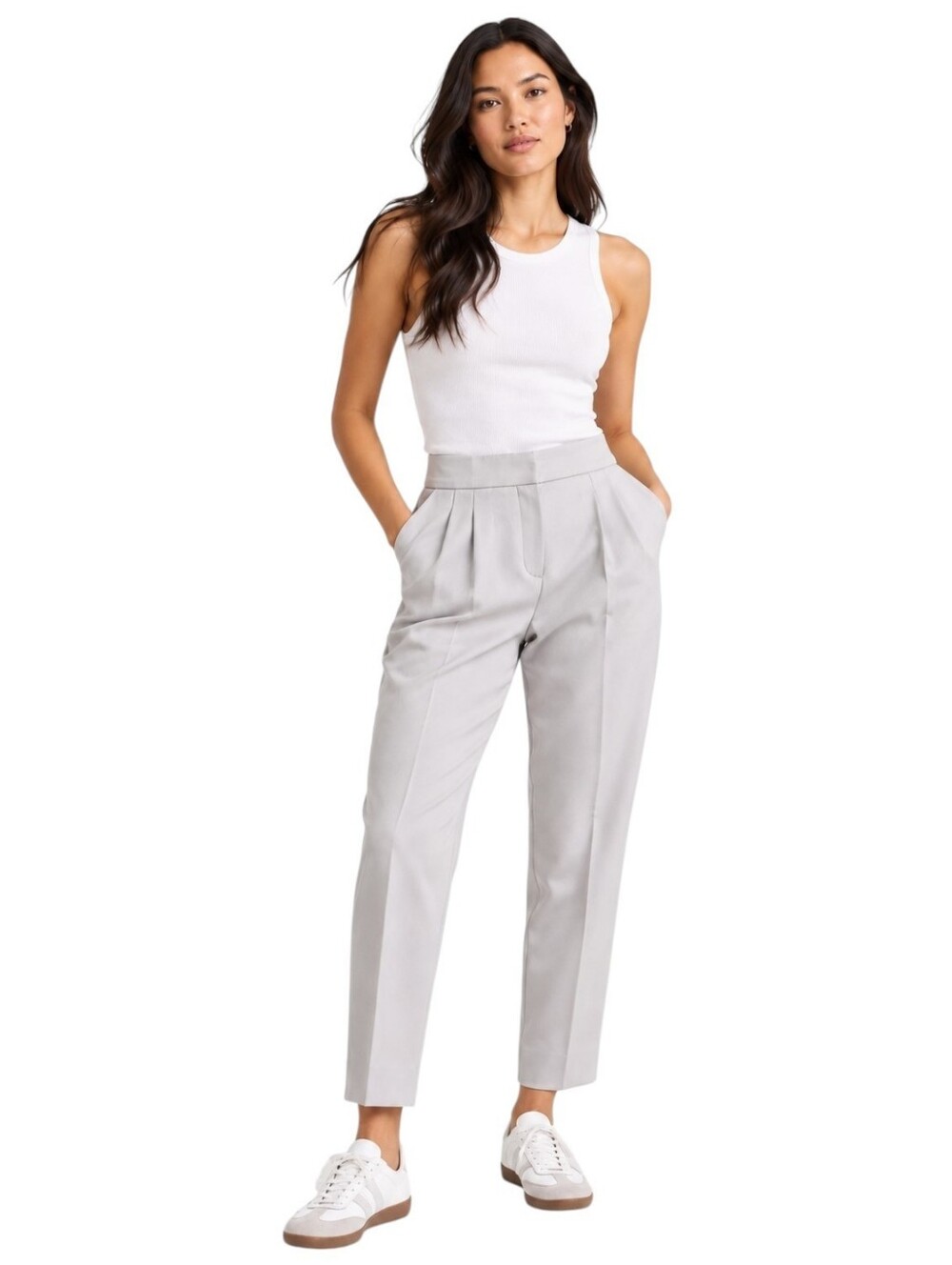 Aritzia Babaton Cohen Pants Twill Light Gray Cropped Ankle Women's 12